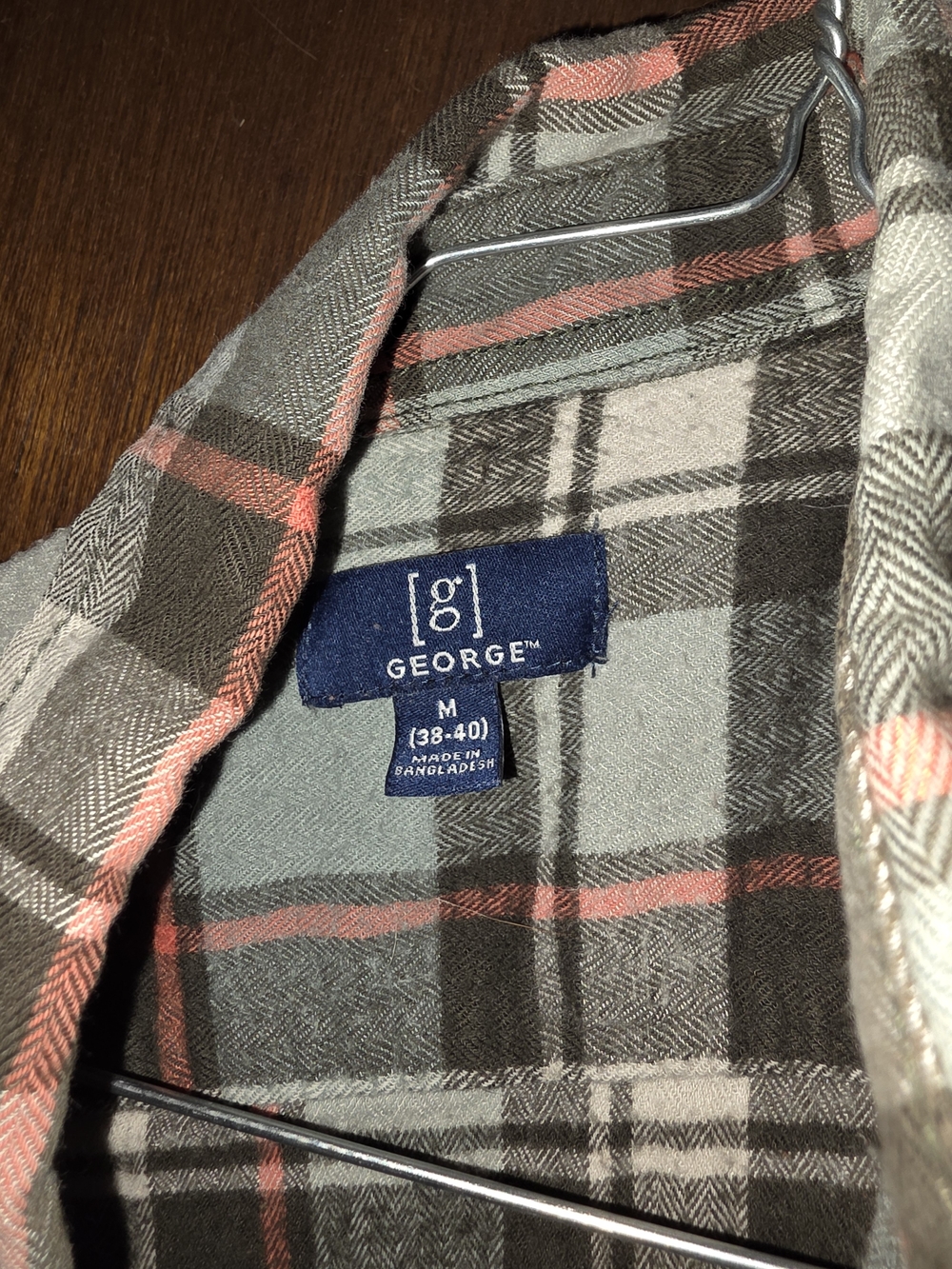 George Olive Green & Coral Plaid Flannel Shirt Jacket